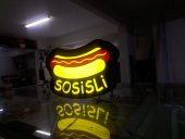 Sarı Sosisli Tabela 3D Led Neon Etkili Işıklı Tabela Kutu Harf Depo Reklam Tabela Kartal İstanbul - 1