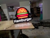 Görselli Yazılı Hamburger Tabela 3D Led Neon Etkili Işıklı Tabela Kutu Harf Ledli Depo Reklam Tabela - 1
