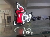 Çay Tea Görselli Yazı Tabela 3D Led Neon Etkili Işıklı Tabela Kutu Harf Kompozit Depo Reklam Tabela - 1