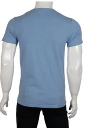 Erkek Tişört Dar Kesim V Yaka RAR00614 Buz Mavi T-Shirt - 5