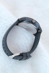 Gri Kadranlı Siyah Silikon Kordonlu Spor Kasa Bayan Kol Saati - 4