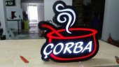 Kırmızı Çorba Tabelasi 3D Led Neon Etkili Işıklı Tabela Kutu Harf Depo Reklam Tabela İstanbul Karta - 1
