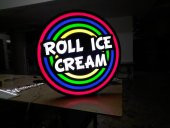 Roll İce Cream Donduma Tabela 3D Led Neon Etkili Işıklı Tabela Kutu Harf Depo Reklam Tabela İstanbul thumbnail 1