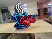 Fincan Coffee Tabela 3D Led Neon Etkili Işıklı Tabela Kutu Harf Depo Reklam Tabela Kartal İstanbul thumbnail 1