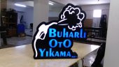 Buharlı Oto Yıkama Tabelası 3D Led Neon Etkili Işıklı Tabela Kutu Harf Depo Reklam Tabela Kartal - 1