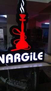 Kırmızı Shisha Tabela 3D Led Neon Etkili Işıklı Tabela Kutu Harf Depo Reklam Tabela Kartal Atalar thumbnail 1