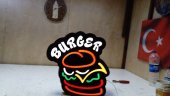 Burger Tabelası 3D Led Tabela Neon Etkili Işıklı Tabela Kutu Harf Depo Reklam Tabela Butik Tabela thumbnail 1