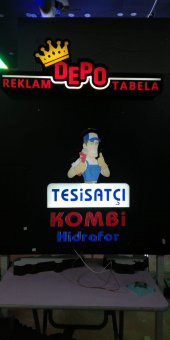 Tesisatçı Doğalgazcı Hidrosfer Tabelası 3d Led Tabela Neon Etkili Işıklı Depo Reklam İstanbul - 1