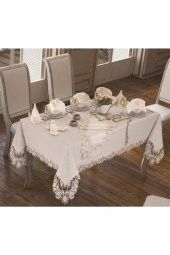 Beste Masa Örtüsü 160x260 Cm 26 Parça Krem thumbnail 3