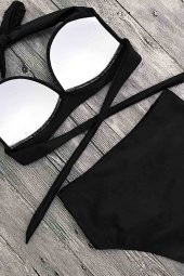 Angelsin Yüksek Bel Siyah Bikini Takım - 5
