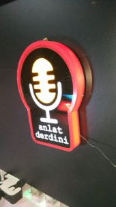 Anlat Derdini Mikrofon tabelası 3D led tabela neon etkili ışıklı tabela kutu harf depo reklam kartal - 1
