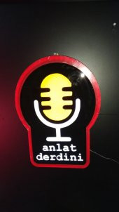 Anlat Derdini Mikrofon tabelası 3D led tabela neon etkili ışıklı tabela kutu harf depo reklam kartal - 2