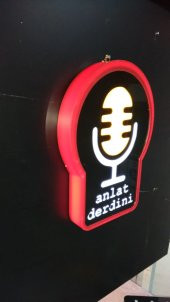 Anlat Derdini Mikrofon tabelası 3D led tabela neon etkili ışıklı tabela kutu harf depo reklam kartal - 3