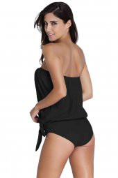 Angelsin Siyah Uzun Tankini Bikini Takım - 3