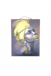 Afrika Kadın Temalı Simli Tablo No:1 - 1