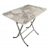 Mermer Desenli Gri Katlanır Balkon Masası - 90x60 cm - 1