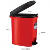 Ark Çöp Kovası Plastik Kapaklı Pedallı 9 LT 1380 - 1