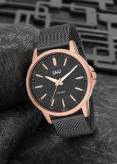 Q&Q QB66J412Y Siyah Kordon Bakır Kasa Erkek Kol Saati - 1