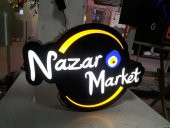 Nazar Market Tabelasi 3D Led Neon Etkili Işıklı Tabela Kutu Harf Depo Reklam Tabela İstanbul Kartal thumbnail 1