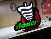 Döner Tavuk Et Döner Tabelası 3D Led Neon Etkili Işıklı Tabela Kutu Harf Depo Reklam Tabela Kartal thumbnail 2