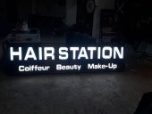 Kutu Harf Tabela Kompozit LED Işıklı Hair Station Berber Kuaför Tabelası 30x45 cm Tabela Boyut Verin - 5