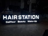 Kutu Harf Tabela Kompozit LED Işıklı Hair Station Berber Kuaför Tabelası 30x45 cm Tabela Boyut Verin - 6