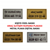 Araç içi Numaralık Oto Park Telefon Metal Plakası Dijital Baskı - 1