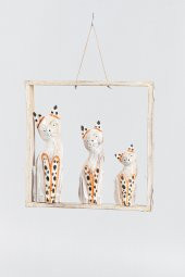 Ahşap Çerçeve Üçlü Kedi Duvar Süsü Kahve 30 cm - 1