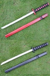 Ahşap Japon Samuray Katana Kılıcı Kırmızı 73 cm - 2
