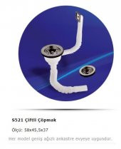 Ankastre geniş Sifon Çöpmak Lavabo Gider Borusu Tekli  taşmalı - 1