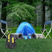 Sukuti Outdoor 2 Kişlik Kamp Seti 9 Parça Zirve Çantası Çadır Sandalye Mat Ocak Tüp Işıldak - 1