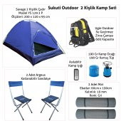 Sukuti Outdoor 2 Kişlik Kamp Seti 9 Parça Zirve Çantası Çadır Sandalye Mat Ocak Tüp Işıldak - 2