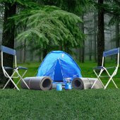 Sukuti Outdoor 2 Kişlik Kamp Seti 8 Parça Çadır Sandalye Mat Ocak Tüp Işıldak - 1