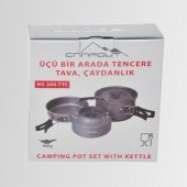 Nurgaz NG-200-TTC Outdoor Yemek Kapları - Servis Kaşıkları - Üçü Bir Arada Kamp Tencere Tava Çaydanlık Seti - 3