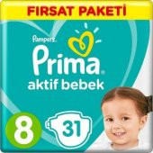 Prima Bebek Bezi Aktif Bebek 8 Beden 31 Adet Fırsat Paketi - 1