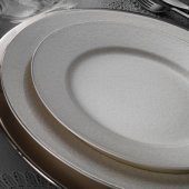 Kütahya Porselen Bone Kalipso 62 Parça 10771 Platin Desenli Yemek Takımı - 1