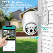 2.0 MP gece görüşlü ptz ip wifi dış mekan güvenlik kamerası. - 2