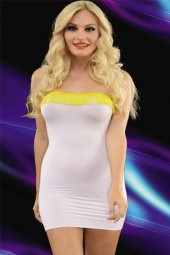 Transparan Beyaz Clup Mini Elbise - 1