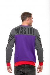 Karinmoda Erkek Günlük Kışlık Mor Gri Baskılı Sweatshirt - 3