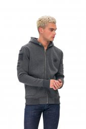 Karinmoda  Günlük Erkek Sweatshirt Kolları Nervurlu Gri Cepli - 1
