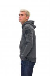 Karinmoda  Günlük Erkek Sweatshirt Kolları Nervurlu Gri Cepli - 2