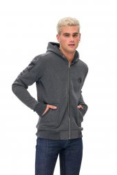 Karinmoda  Günlük Erkek Sweatshirt Kolları Nervurlu Gri Cepli - 4