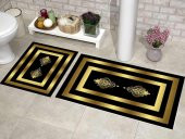 Elit Lüx Dikdörtgen 2li Banyo Paspas Takımı Alberta Siyah Gold - 2