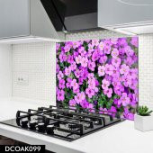 DİSEGNO CAM OCAK ARKASI KORUYUCU 50x50 cm | MOR ÇİÇEK DESENLİ - 1