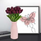 Çizgi Desenli Pembe Plastik Saksıda 20’li Yapay Islak Lale - 7