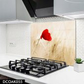 DİSEGNO CAM OCAK ARKASI KORUYUCU 76x49,5 cm | KIRMIZI ÇİÇEK MODEL - 1