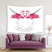 Baskılı Duvar Örtüsü Sulu Boya Etkili Pelikan Gül Deseni thumbnail 1