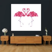 Baskılı Duvar Örtüsü Sulu Boya Etkili Pelikan Gül Deseni thumbnail 5