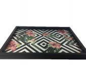 DİKDÖRTGEN ÇİÇEK DESENLİ TEPSİ 31*46 CM - 1
