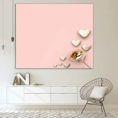 Baskılı Duvar Örtüsü Somon Renklerle Çiçekkten Dağılan Kalpler Desenli - 6